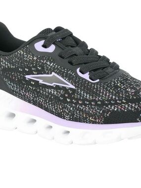 Avia Kids Black Honeycomb Athletic Sneakers with Lavender Accents